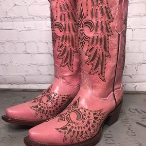 Pink leather with Studs Cowboy boots